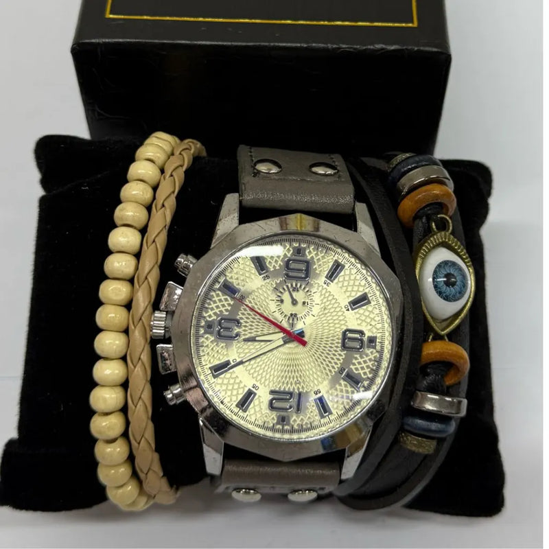 Combo Reloj Elegante Hombre Pulseras