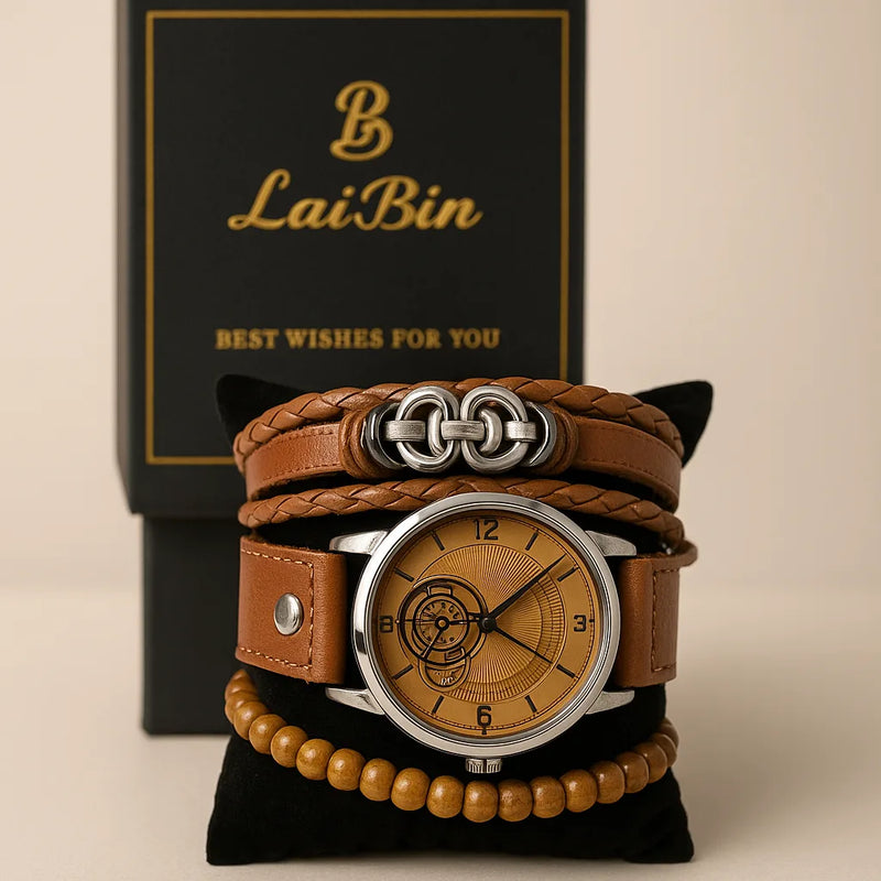 Combo Reloj Elegante Hombre Pulseras