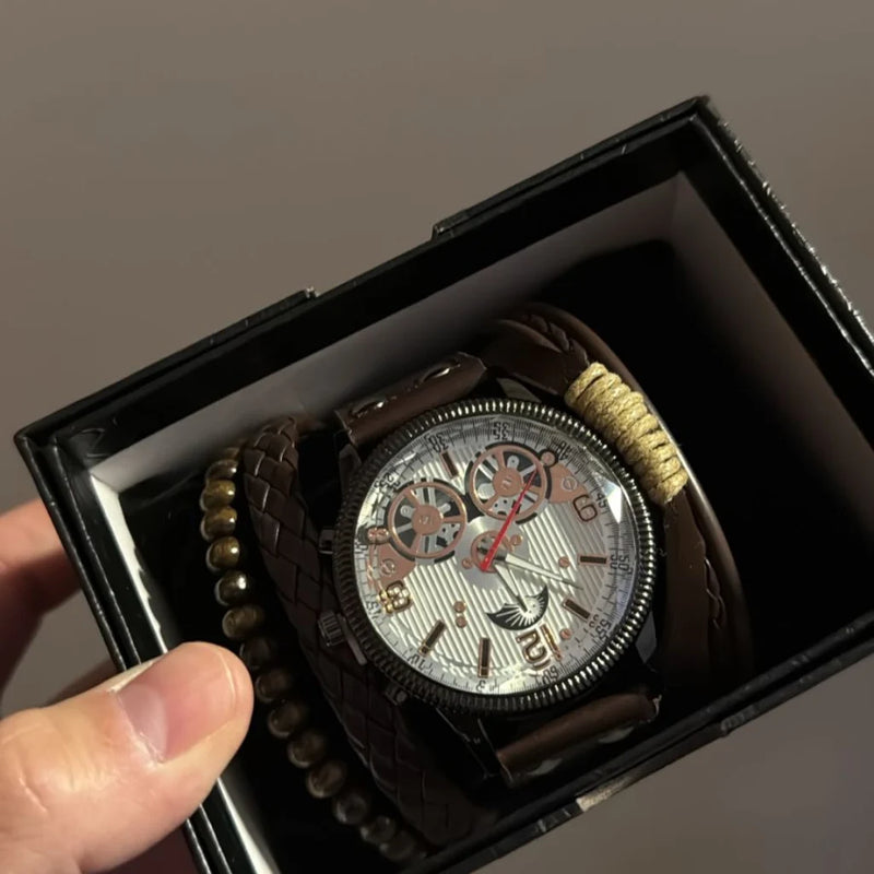 Combo Reloj Elegante Hombre Pulseras