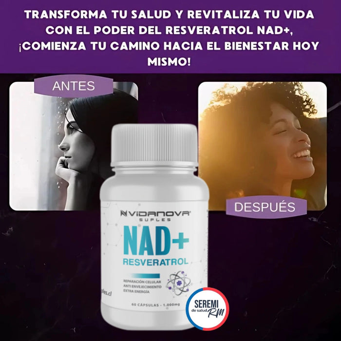 🌟 NAD+ Resveratrol 1000mg – Energía, Juventud y Claridad Mental