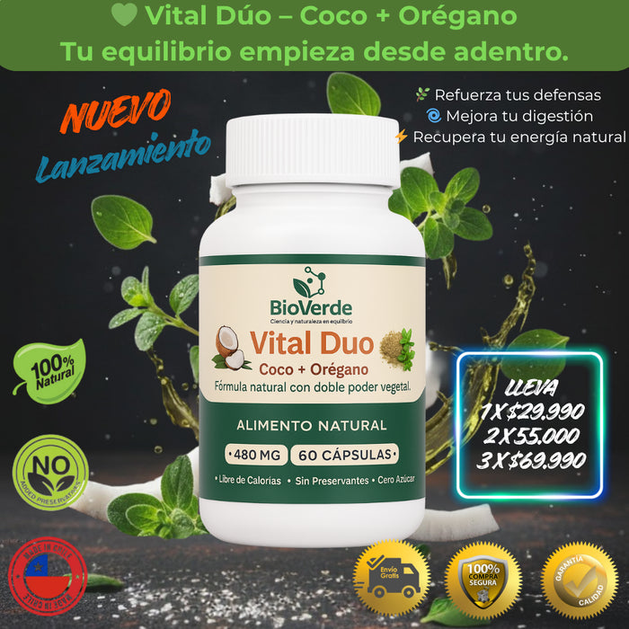 🌿 Vital Dúo – Coco + Orégano: El poder natural que tu cuerpo reconoce.